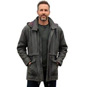 Wilson Leather Adventure Bound Vintage Deep Green Leather Hooded Jacket Size M